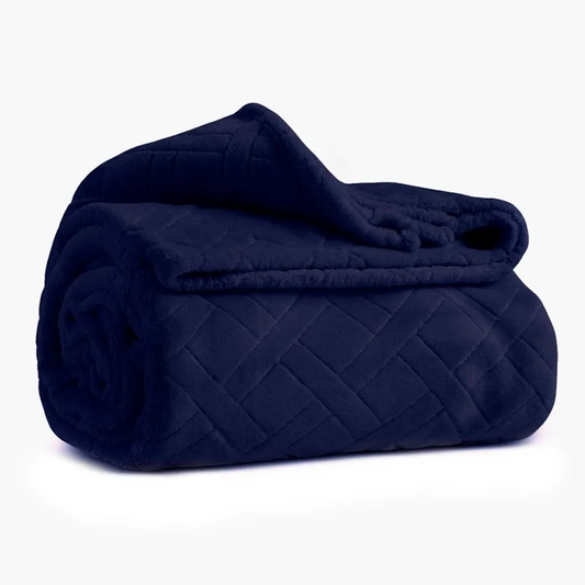 Elanor Flannel Emboss Wellsoft, Double Blanket, Navy