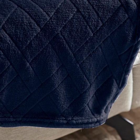 Elanor Flannel Emboss Wellsoft, Double Blanket, Navy