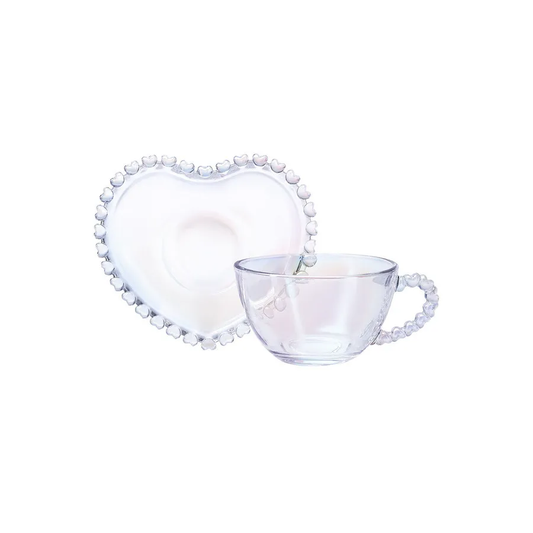 Rory, Glass Tea Cup and Saucer, 200ML, Transparent