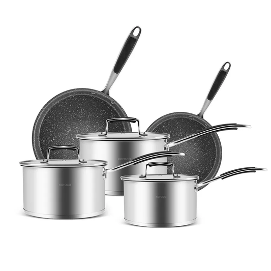 Pekka, 8 Piece Stainless Steel Cookware Set, Induction, Anthracite Silver