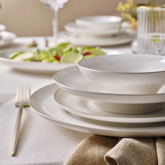 Streamline Nefeli, 56 Piece New Generation Bone Dinner Set for 12 People, Gold