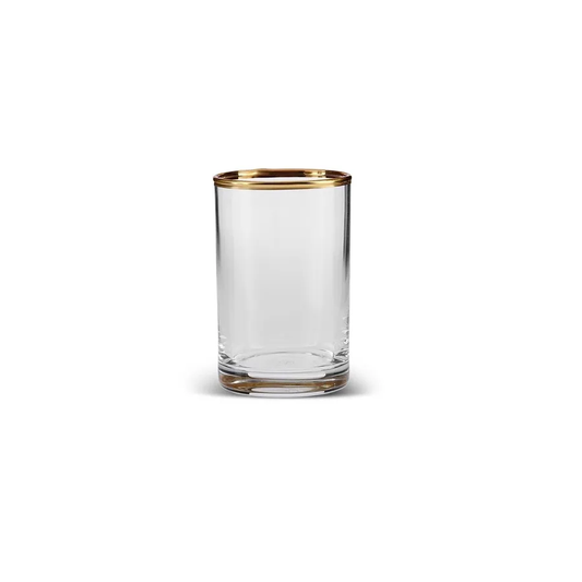 Gizem, 6 Piece Glass Small Water Glass Set, Transparent Gold