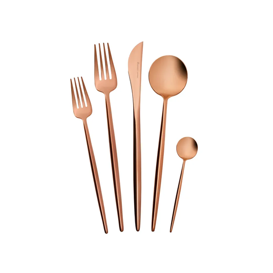 Jupiter, 30 Piece Stainless Steel Cutlery Set for 6 People, Matte Rosegold