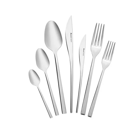 New Everest, 84 Piece Stainless Steel Cutlery Set for 12 People, Silver