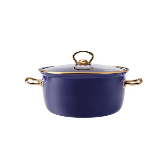 Love of Kitchen Retro, Enamel Frying Pot, Induction, 22cm, Navy Blue