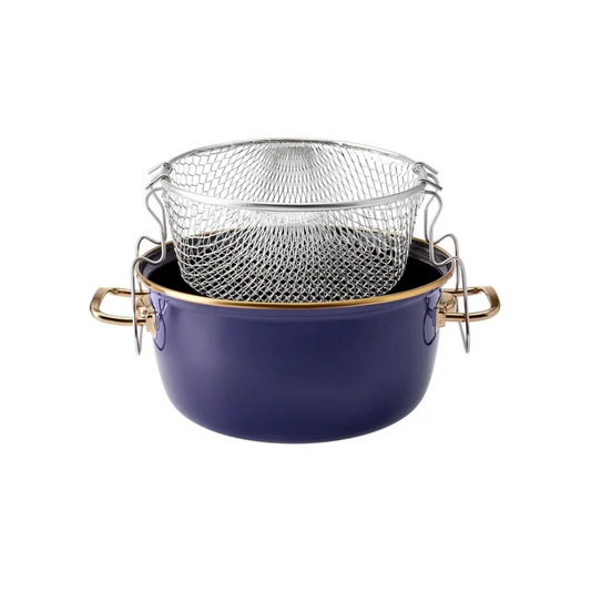 Love of Kitchen Retro, Enamel Frying Pot, Induction, 22cm, Navy Blue