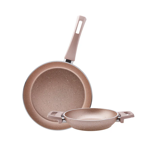 2 Piece Biogranite Pan Set, Induction, Rosegold