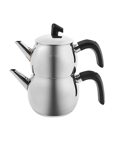 Karaca Belinay Stainless Steel Induction Teapot Set, Small, Silver Black