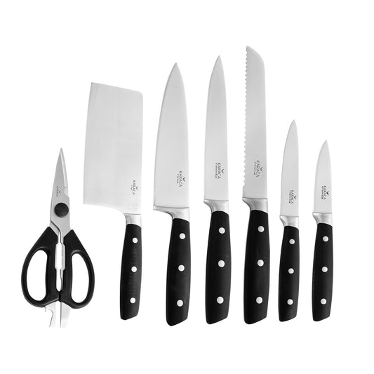 Karaca Create Knife Set with Block, 7 Piece, Black