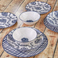 Karaca Porcelain Dinnerware Set for 6, 24 Piece, Blue White