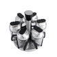 Karaca Dimple Steel Spice Jar Set with Rack, 6 Piece, 120ml, Silver Black Transparent
