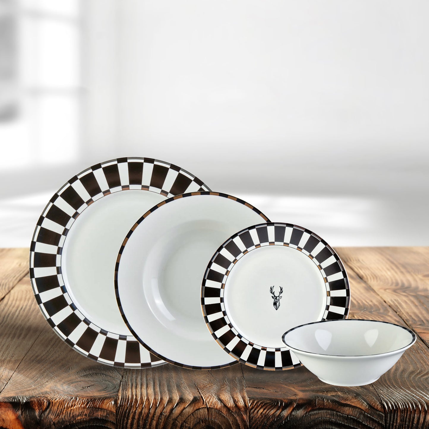 Set de Veselă Aries Negru, 24 Piese, Pentru 6 persoane