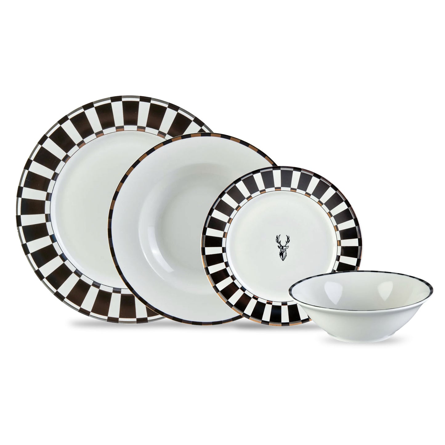 Set de Veselă Aries Negru, 24 Piese, Pentru 6 persoane