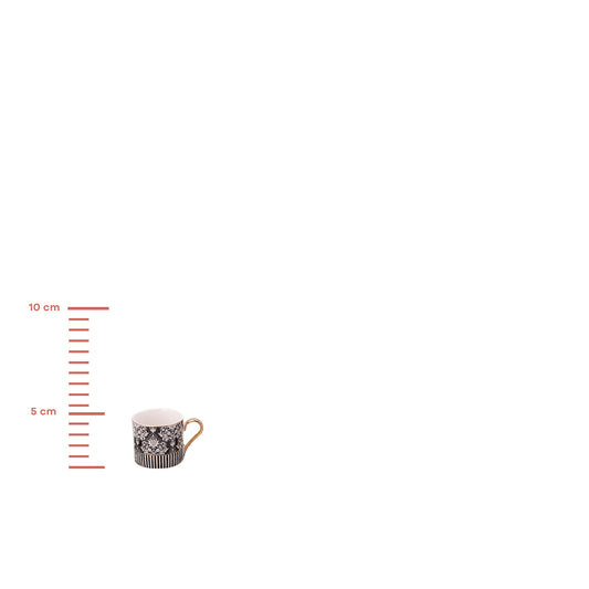 Set cești de cafea Karaca Queen negru cu suport pentru rahat turcesc pentru 2 persoane