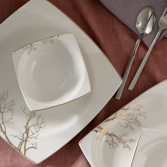 Autumn, 60 Piece Fine Cream Dinner Set for 12 People, Multi