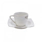 Nazende, 12 Piece Porcelain Espresso Turkish Coffee Cup Set for 6 People, 80ML, White Platinum
