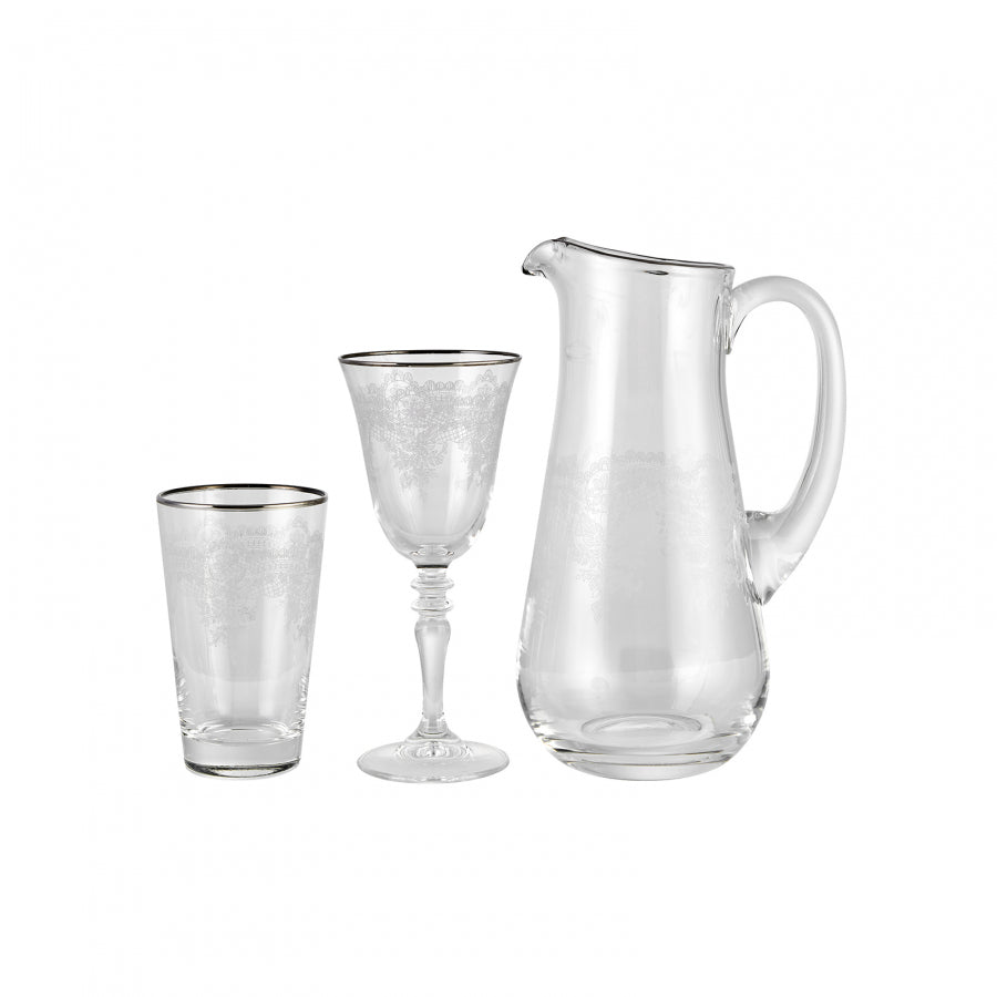 Karaca Elegant Lace Platin Set de sticlă, 25 de piese