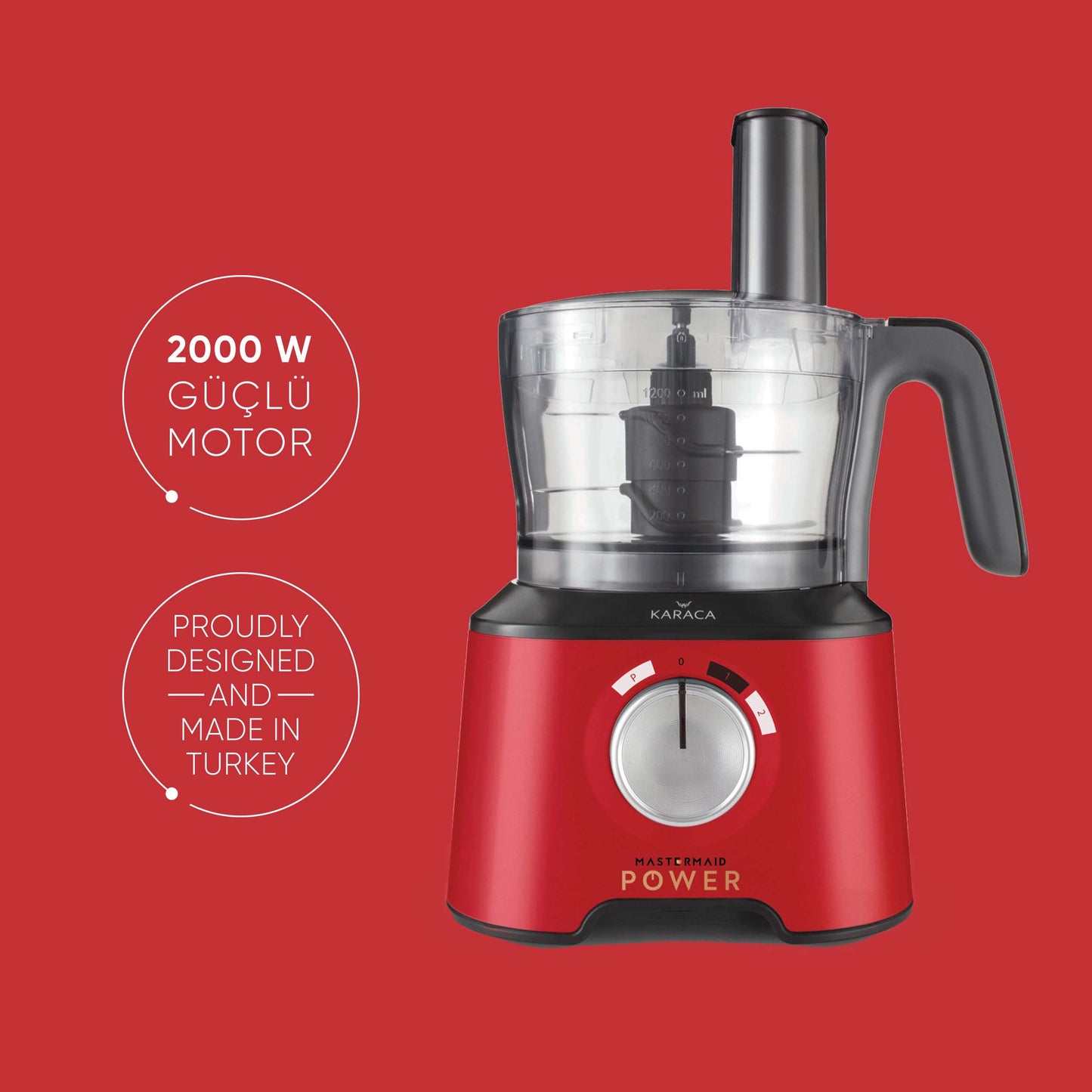  Karaca Mastermaid Power Set de preparare mâncare multifuncțional 10 în 1, rosu, 2000w