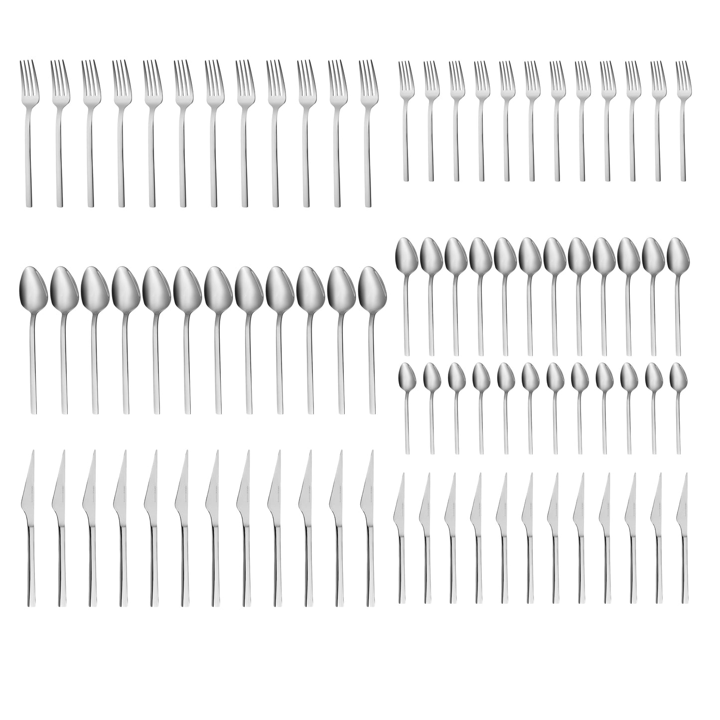 Sedir Elegance ,84 Piece Stainless Steel Cutlery Set for 12 People, Silver